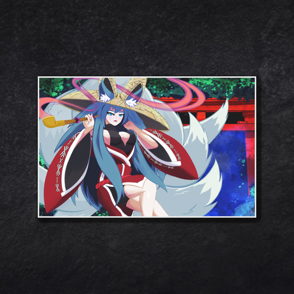 Keeper of the Gates original kitsune anime art print by Weylin Kuro, 11 × 17 inch A3 poster