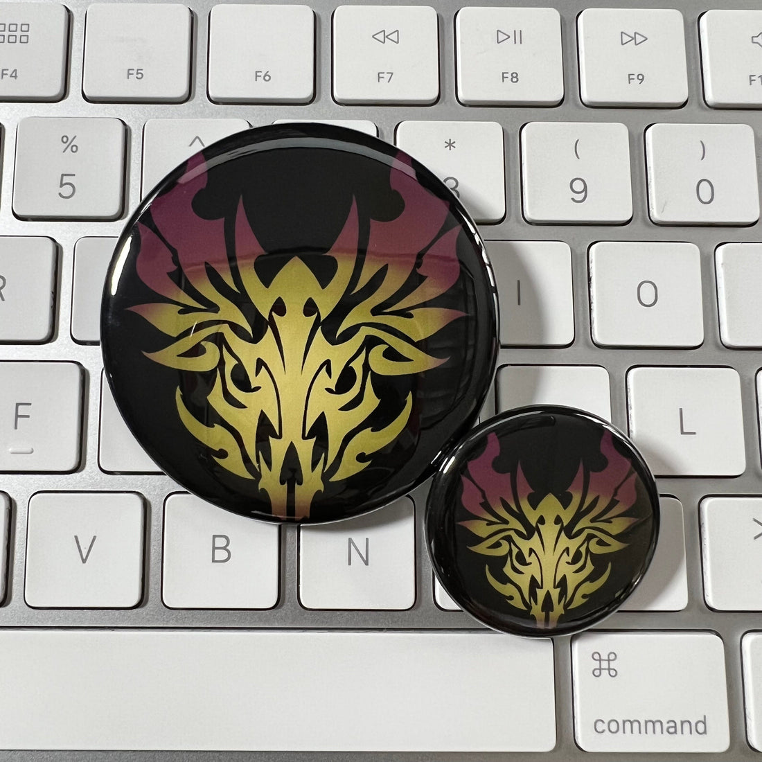 TWEWY Cervus Cantus stag Noise emblem pin-back button, The World Ends With You fan art, 1.25 and 2.25 inch