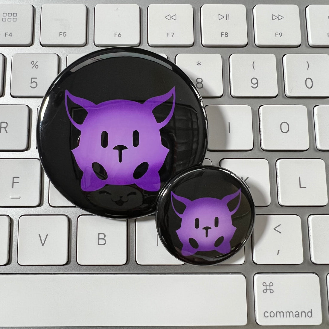 Mr. Mew pin-back button, Shiki's cat from The World Ends With You (TWEWY) fan art, 1.25 and 2.25 inch