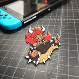 Bowsette hard-enamel lapel pin, detail view