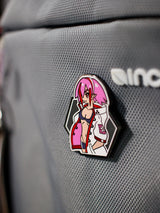 Sakura original-character enamel pin, detail view