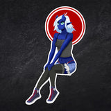 Oni Girl anime demon-girl pinup vinyl sticker by Weylin Kuro — alternate view