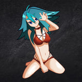 Beach Babe anime pinup vinyl sticker by Weylin Kuro — alternate view