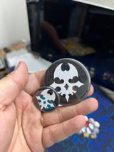 TWEWY OG Player pin-back button, size comparison view