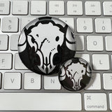 TWEWY Orvis Cantus Noise emblem pin-back button, The World Ends With You fan art, 1.25 and 2.25 inch