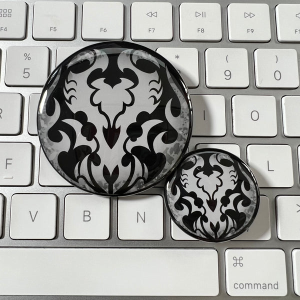 TWEWY Taboo Noise emblem pin-back button, The World Ends With You fan art, 1.25 and 2.25 inch