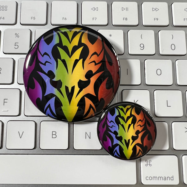TWEWY Phoenix and Corvus emblem pin-back button, The World Ends With You fan art, 1.25 and 2.25 inch