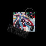 Kitsune fox gaming mouse pad by Weylin Kuro — desk view